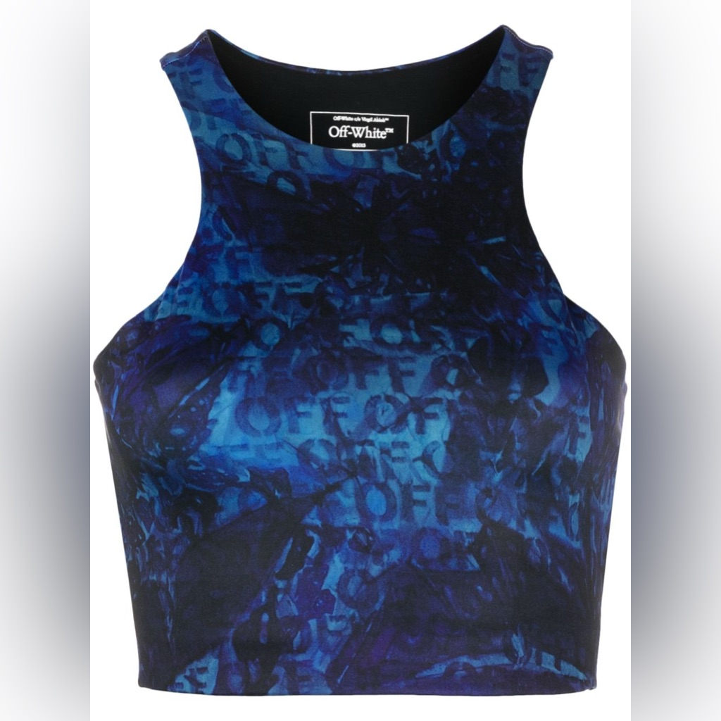 Off-White All-Over Logo-Print Crop Top, Size Smalll, $449